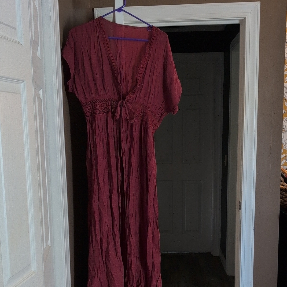 NWOT Elegant Burgundy Coverup or Duster